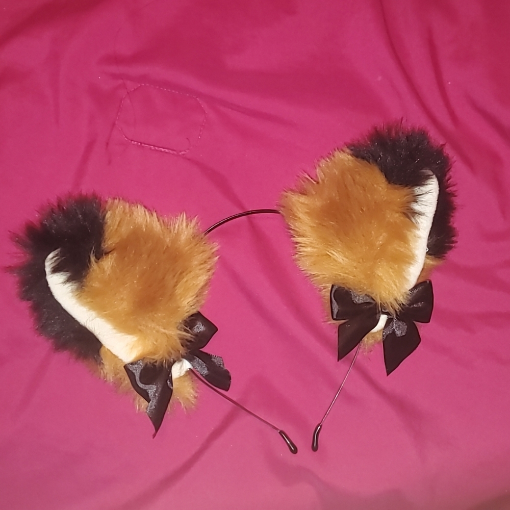 Cat/fox/dog ears costume furry fursona Halloween adjustable bow handmade alt - Picture 7 of 7